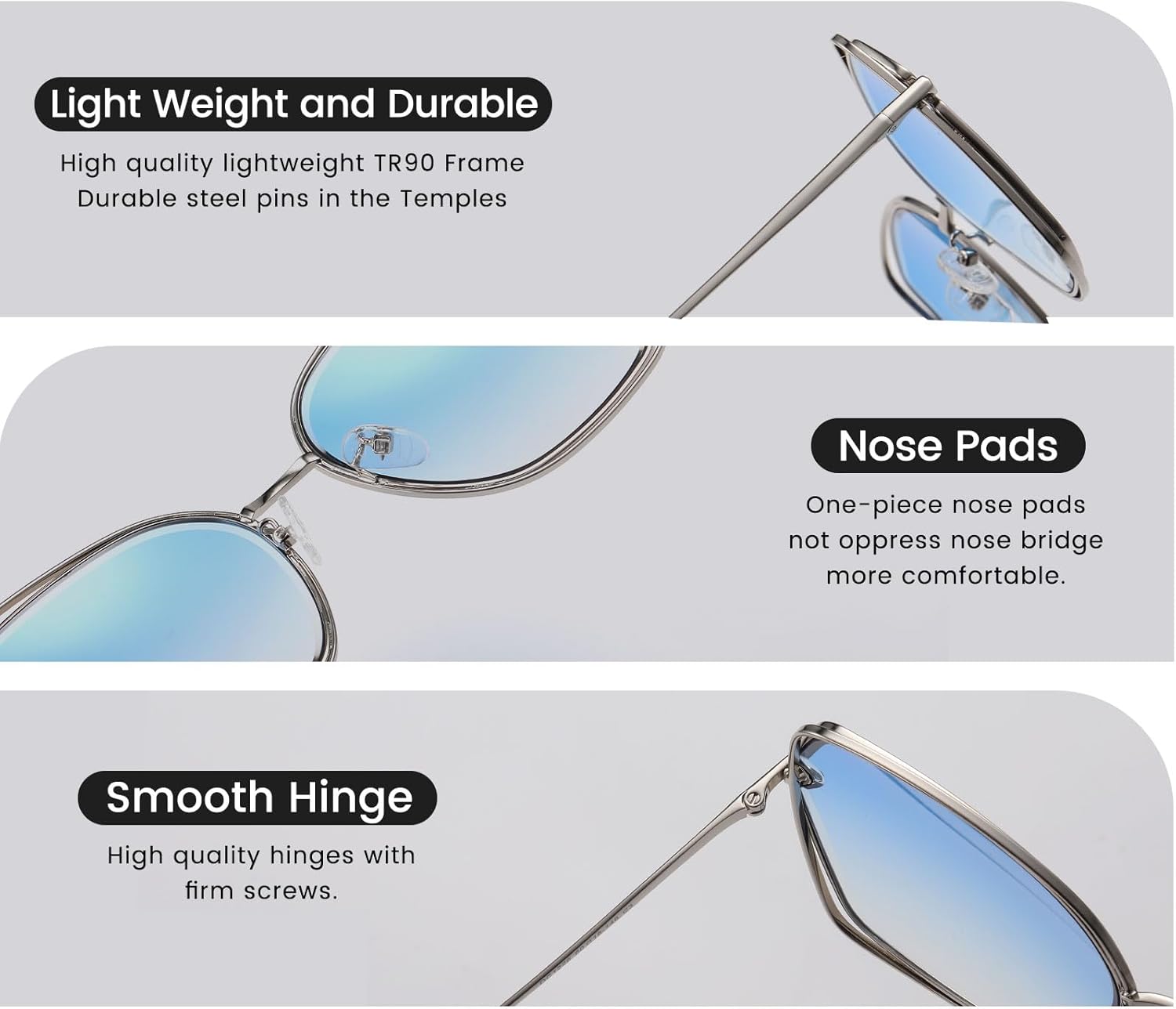 DUCO Oversized Fashion Sunglasses for Women Colorful UV Protection Lens Trendy Retro Designer Sunglasses DC1226 Silver Frame Gradient Blue Lens Duco